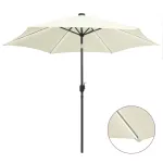 Umbrelă de soare cu LED-uri, stâlp aluminiu, alb nisipiu, 300cm GartenMobel Dekor