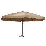 Umbrelă soare de exterior cu stâlp aluminiu gri taupe 600 cm  GartenMobel Dekor