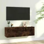 Comodă TV de perete, stejar afumat, 100x30x30 cm,lemn prelucrat GartenMobel Dekor