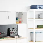 Dulap de perete de garaj alb din lemn prelucrat GartenMobel Dekor