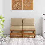 2 Bucată Canapea Medie pentru Exterior Lemn Solid de Acacia GartenMobel Dekor