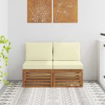 2 Bucată Canapea Medie pentru Exterior Lemn Solid de Acacia GartenMobel Dekor