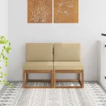 2 Bucată Canapea Medie pentru Exterior Lemn Solid de Acacia GartenMobel Dekor