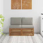 2 Bucată Canapea Medie pentru Exterior Lemn Solid de Acacia GartenMobel Dekor