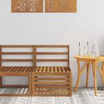 Canapea Medie pentru Exterior Lemn Solid de Acacia natural GartenMobel Dekor