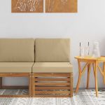 Canapea Medie pentru Exterior Lemn Solid de Acacia natural GartenMobel Dekor