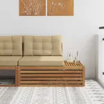 Canapea de exterior cu braț final cu pernă 3 Bucată natural GartenMobel Dekor