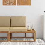 Canapea de exterior cu pernă natural 91 x 63 x 73 cm GartenMobel Dekor