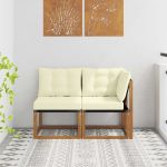 Canapea de exterior din mijloc și colț 2 Bucată natural GartenMobel Dekor