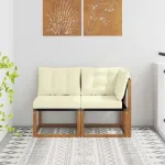 Canapea de exterior din mijloc și colț 2 Bucată natural GartenMobel Dekor