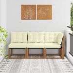 Canapea de exterior din mijloc și colț 3 Bucată natural GartenMobel Dekor