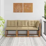 Canapea de exterior din mijloc și colț 3 Bucată natural GartenMobel Dekor