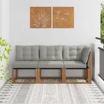 Canapea de exterior din mijloc și colț 3 Bucată natural GartenMobel Dekor