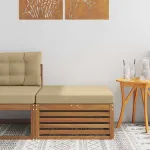 Taburet pentru exterior Lemn Solid de Acacia natural GartenMobel Dekor