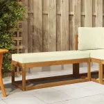 Bancă Exterioară cu pernă Natural și Crem 115 x 43 x 45 cm GartenMobel Dekor