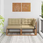 Canapea de exterior din mijloc și colț 7 Bucată natural GartenMobel Dekor