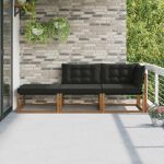 Unități de sofa sectional de exterior cu pernă 3 Bucată natural GartenMobel Dekor