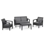 Set mobilier de grădină Curver Atlas Linea din plastic, cu perne, grafit-gri