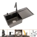 Chiuvetă bucătărie Leziter Avena IV inox 304 90x45, baterie și dozator