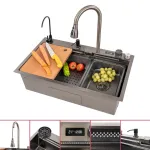 Chiuvetă bucătărie inox Leziter Rose III 78x43 cm, afișaj digital, accesorii