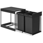 SONGMICS Cos de gunoi incorporabil pentru dulap bucatarie, 2 x 20 L, sistem pull-out, cadru metalic si capac ABS, 49x32x44 cm, negru Household NewTrend