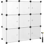 SONGMICS Organizator modular 93x31x93 cm, 9 cuburi cu usi, plastic si cadru metalic, alb Household NewTrend