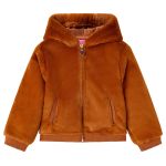 Jachetă cu glugă pentru copii, blană artificială, coniac, 104 GartenMobel Dekor