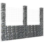 Coș gabion în formă de U cu 3 stâlpi, 260x20x200 cm, fier GartenMobel Dekor