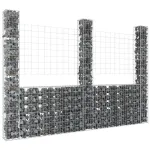 Coș gabion în formă de U cu 3 stâlpi, 260x20x200 cm, fier GartenMobel Dekor