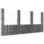 Coș gabion în formă de U cu 4 stâlpi, 380x20x200 cm, fier GartenMobel Dekor
