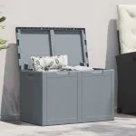 Cutie de depozitare pentru grădină, gri, 180L, aspect de lemn din PP GartenMobel Dekor