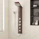 Sistem de panou de duș, maro, sticlă GartenMobel Dekor