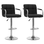 Scaune de bar, 2 buc., negru, material textil GartenMobel Dekor