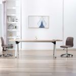 Scaune de bucătărie, 2 buc., gri taupe, material textil GartenMobel Dekor