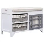 Bancă de hol, alb, 70x33,5x45 cm, lemn de paulownia GartenMobel Dekor