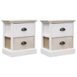 Noptiere, 2 buc., alb & natural, 38x28x45 cm, lemn paulownia GartenMobel Dekor