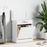 Pantofar, alb, 50 x 28 x 58 cm, lemn de paulownia GartenMobel Dekor