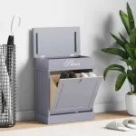 Pantofar, gri, 50 x 28 x 58 cm, lemn de paulownia GartenMobel Dekor