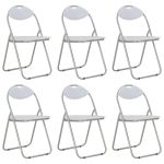 Scaune de bucătărie pliabile, 6 buc., alb, piele ecologică GartenMobel Dekor