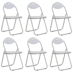 Scaune de bucătărie pliabile, 6 buc., alb, piele ecologică GartenMobel Dekor