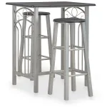 Set mobilier de bar, 3 piese, negru, lemn și oțel GartenMobel Dekor