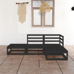 Set mobilier de grădină, 4 piese, negru, lemn masiv de pin GartenMobel Dekor