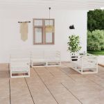 Set mobilier de grădină, 6 piese, alb, lemn masiv de pin GartenMobel Dekor