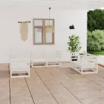 Set mobilier de grădină, 6 piese, alb, lemn masiv de pin GartenMobel Dekor