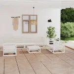 Set mobilier de grădină, 8 piese, alb, lemn masiv de pin GartenMobel Dekor