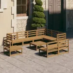 Set mobilier de grădină, 10 piese, maro miere, lemn masiv pin GartenMobel Dekor