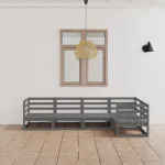 Set mobilier de grădină, 5 piese, gri, lemn masiv de pin GartenMobel Dekor