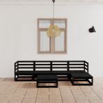 Set mobilier de grădină, 6 piese, negru, lemn masiv de pin GartenMobel Dekor