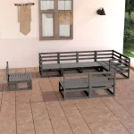 Set mobilier de grădină, 8 piese, gri, lemn masiv de pin GartenMobel Dekor