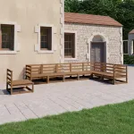 Set mobilier de grădină, 8 piese, maro miere, lemn masiv de pin GartenMobel Dekor